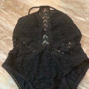 NWOT Becca one piece black lace bathing suit